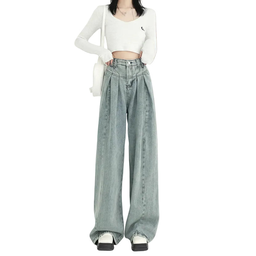 ハイウエストワイドレッグジーンズ