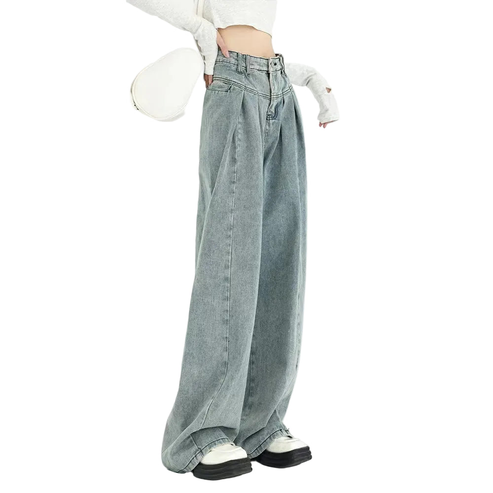 ハイウエストワイドレッグジーンズ