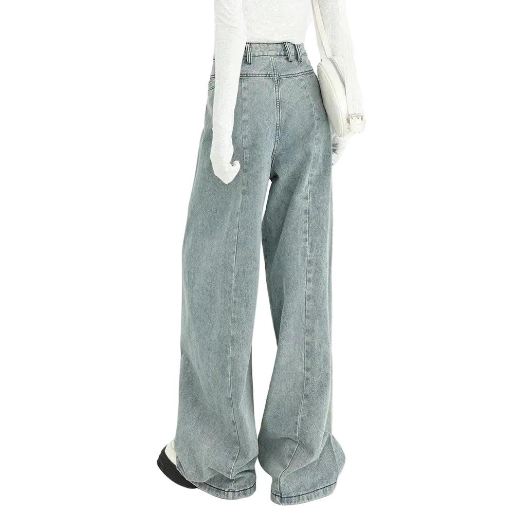 ハイウエストワイドレッグジーンズ