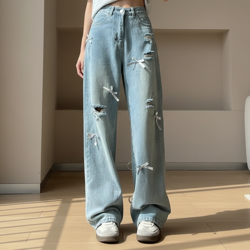 リボンクラッシュジーンズ韓国風背景3:2