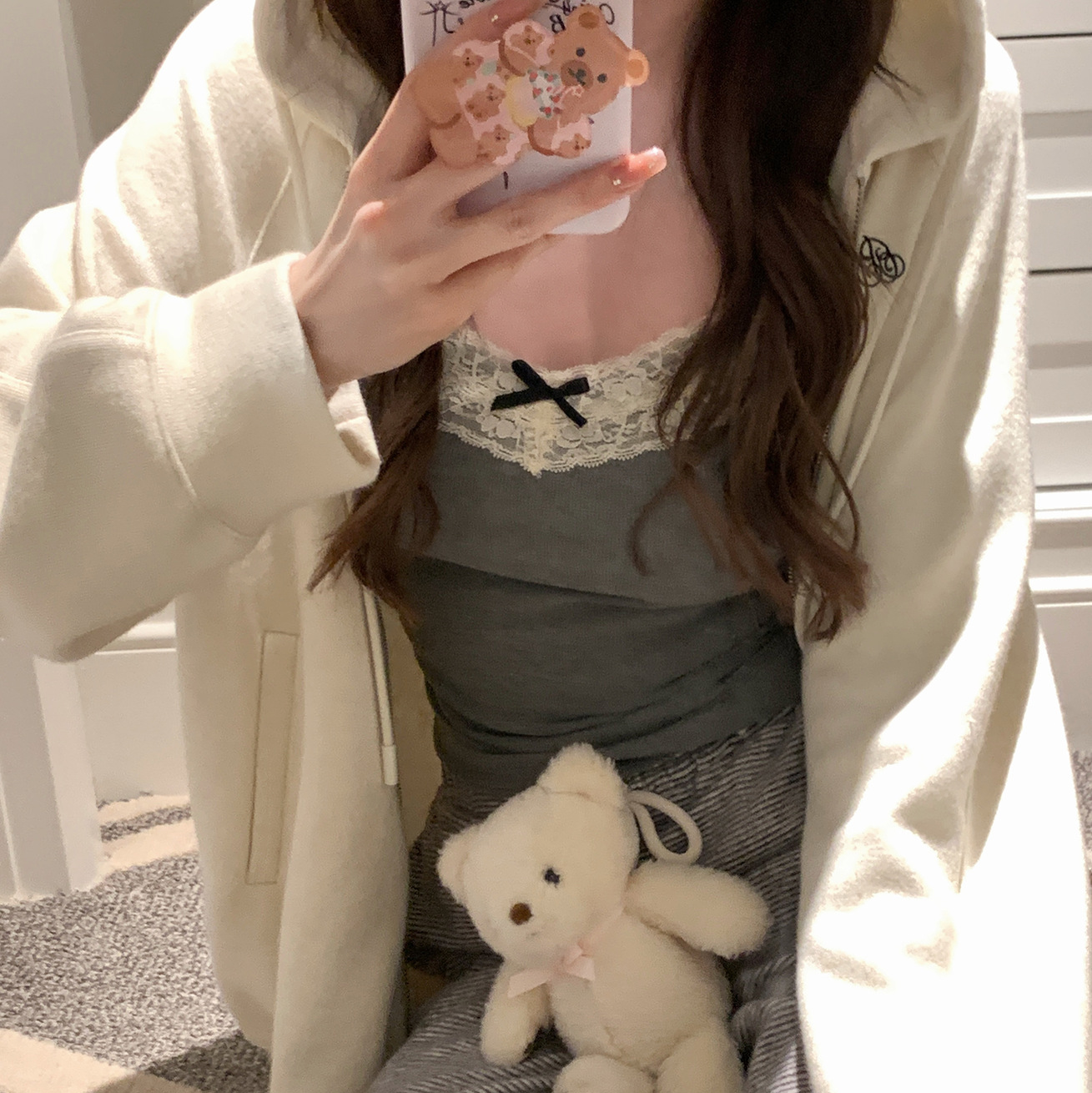 フロントリボンレースキャミソール