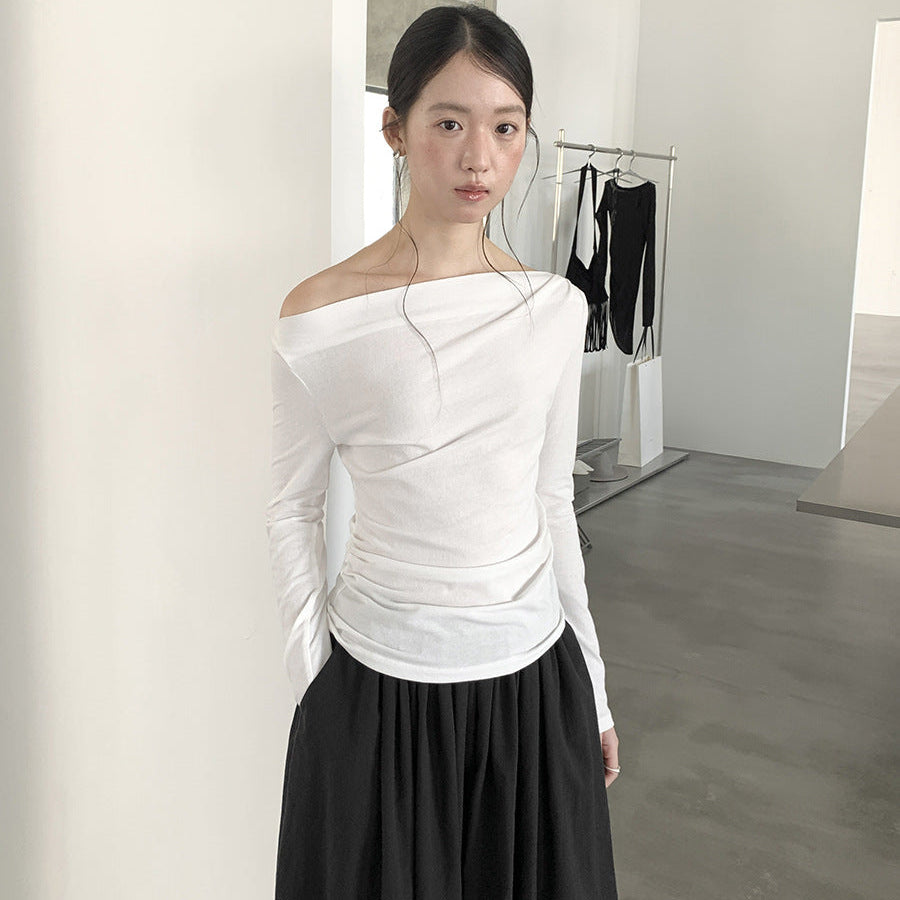 オフショルダースリムトップス