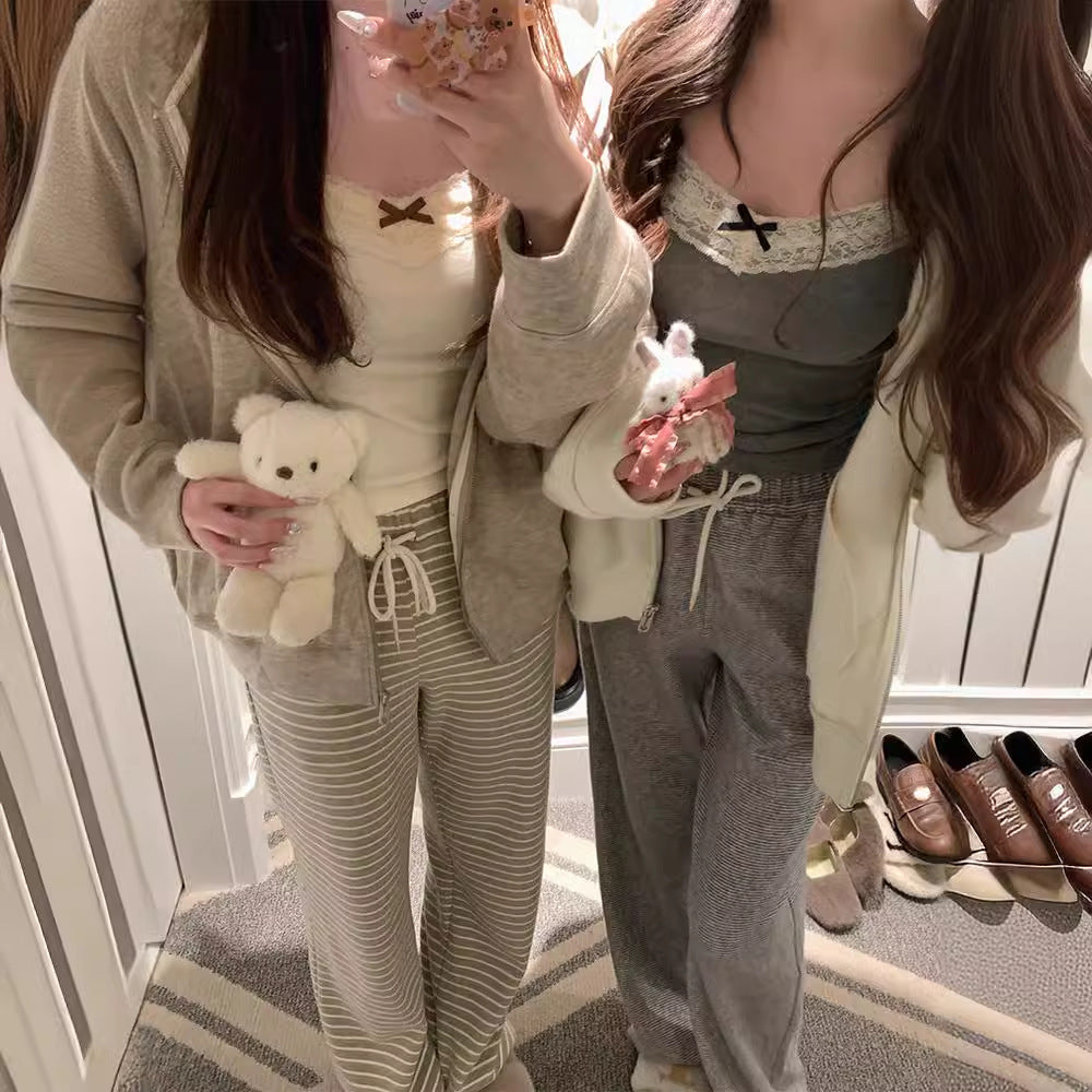 フロントリボンレースキャミソール