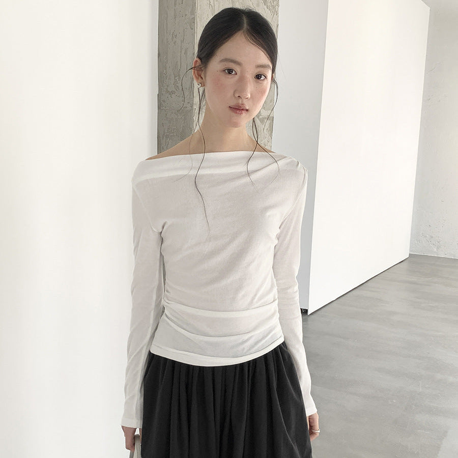 オフショルダースリムトップス