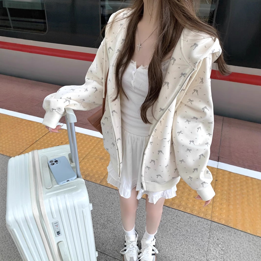 オーバーサイズジップリボンフーディー