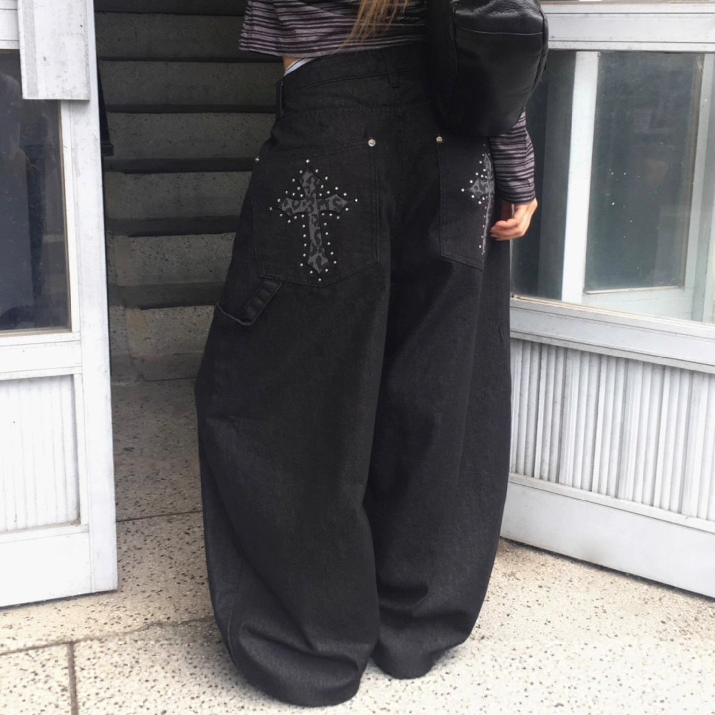 Y2Kクロススタッズジーンズ