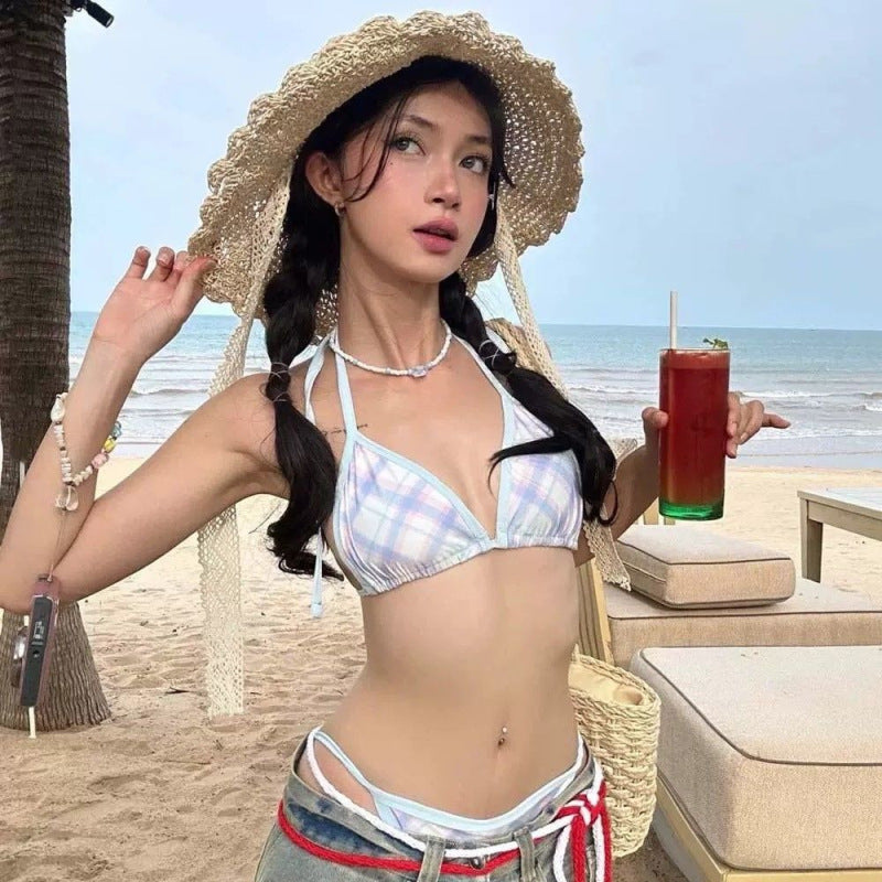 ビーチチェック柄ビキニ