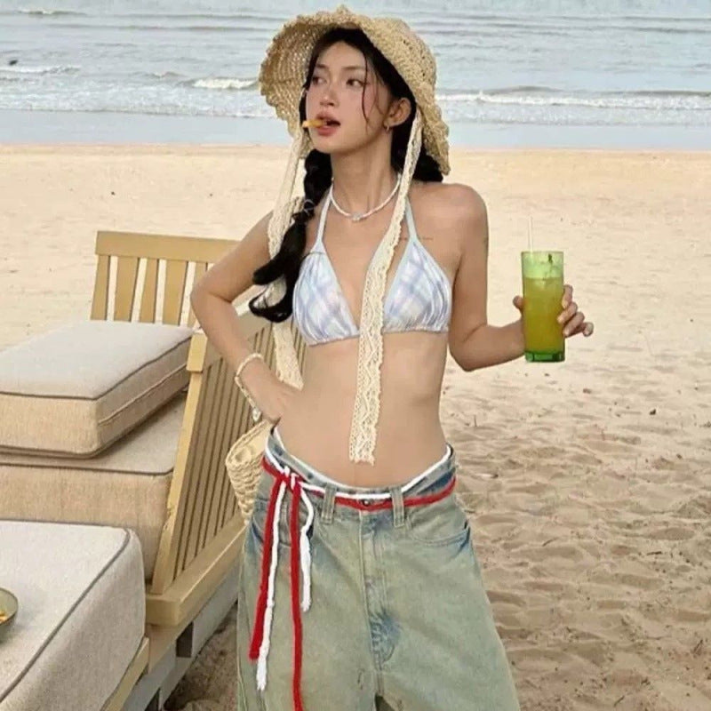 ビーチチェック柄ビキニ