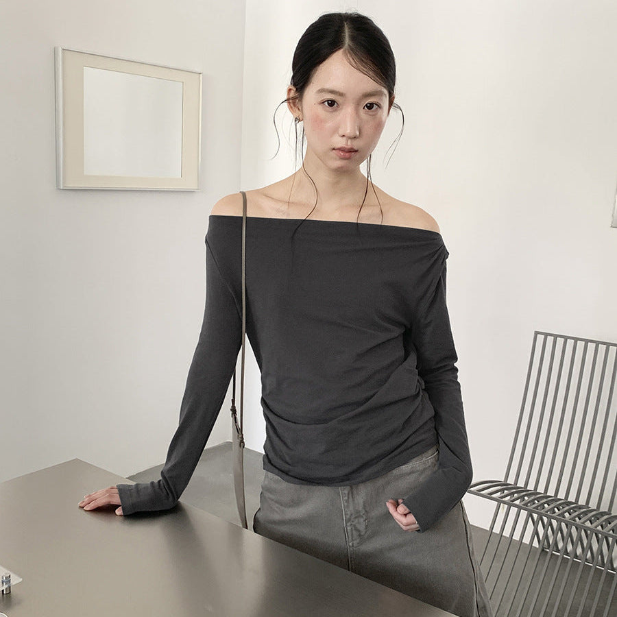 オフショルダースリムトップス