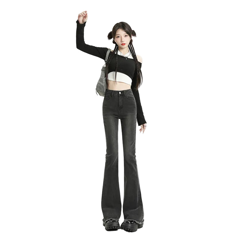 ハイウエストフレアジーンズ