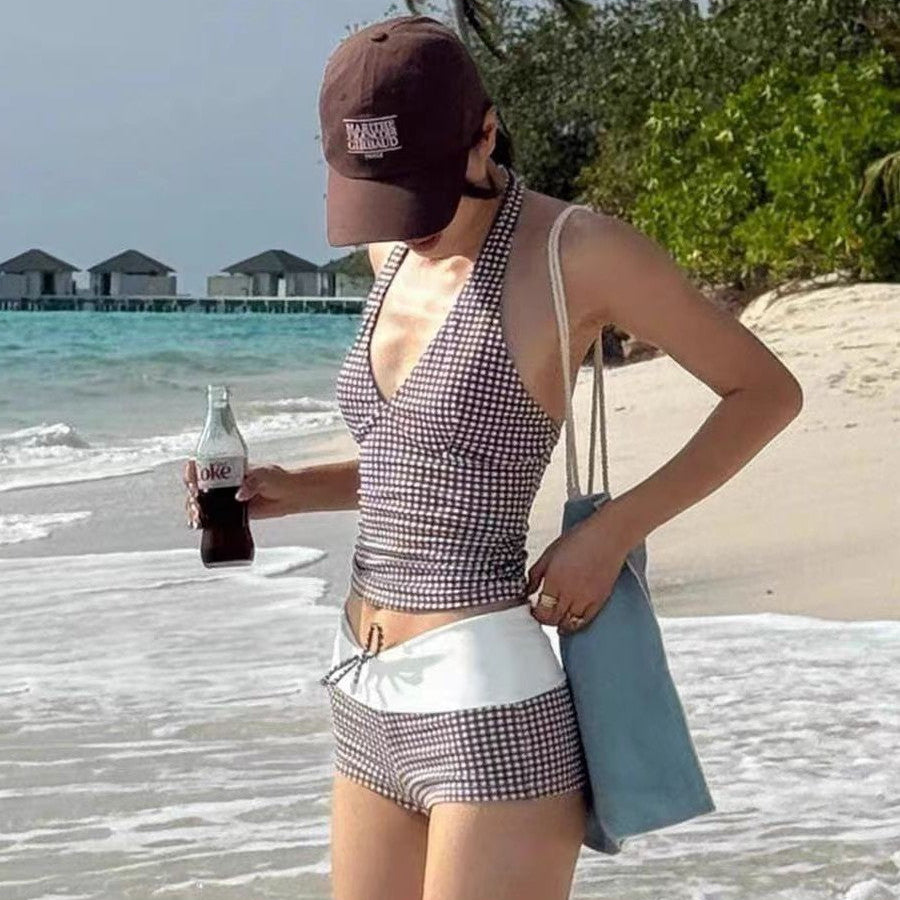 ツートンチェック柄ビキニ